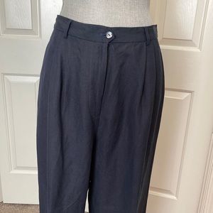 August Silk Blue Silk Linen/silk pants, size Lg